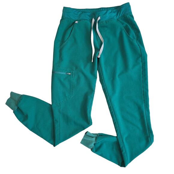 Figs Teal Zamora Jogger Scrub Pants Womens Tall XS Mid Rise Tapered Leg Stretch - Picture 2 of 7